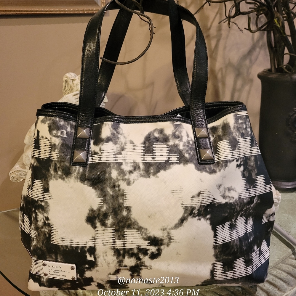 L.A.M.B. by Gwen Stefani Logo Tote Bag Black White  Luxury Designer Bag #583 - Picture 10 of 14
